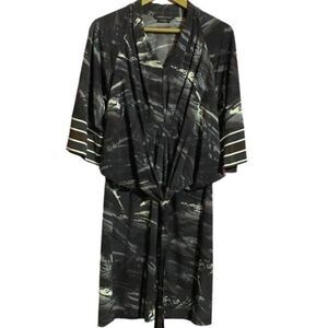 BCBGMaxAzria Women's Brown Multicolor Tie Front Kimono Style Midi Dress Size M​